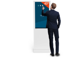 Digital totem DKST-LED43 med pekskärm, 43 in display, Android 11, vit, 610 mm x 450 mm x 1.787 mm, TecMaschin 