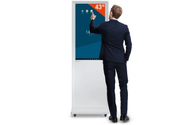 Mobil digital reklamdisplay DKST-LED43 med pekskärm, 43 in Display, Android 11, vit, 610 mm x {707070} x 1.877 mm, TecMaschin 