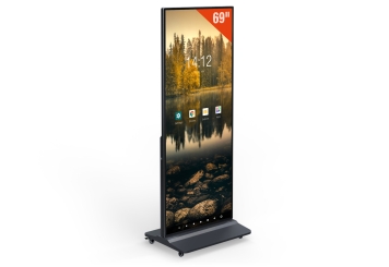 Mobil digital totem DKS-LED69, 69 in Display, Android 11, svart, 675 mm x 500 mm x 1.726 mm, TecMaschin 