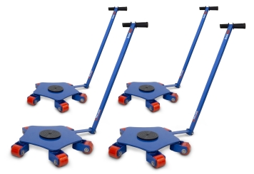 4 x Transportchassi TFW-L6000, max. belastning 6.000 kg, 360° svängbar, inkl. dragstång, SolidHub 