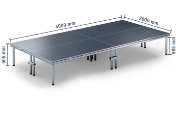 4 m x 2 m Mobil scen EBM850/2, 605 mm hög, 4 x moduler 850 kg max. belastning per modul 