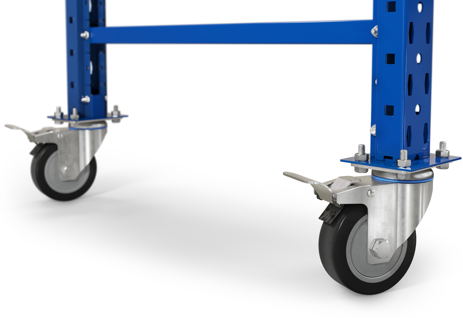 Mobila snedställda hyllor med höjdjusterbar bas